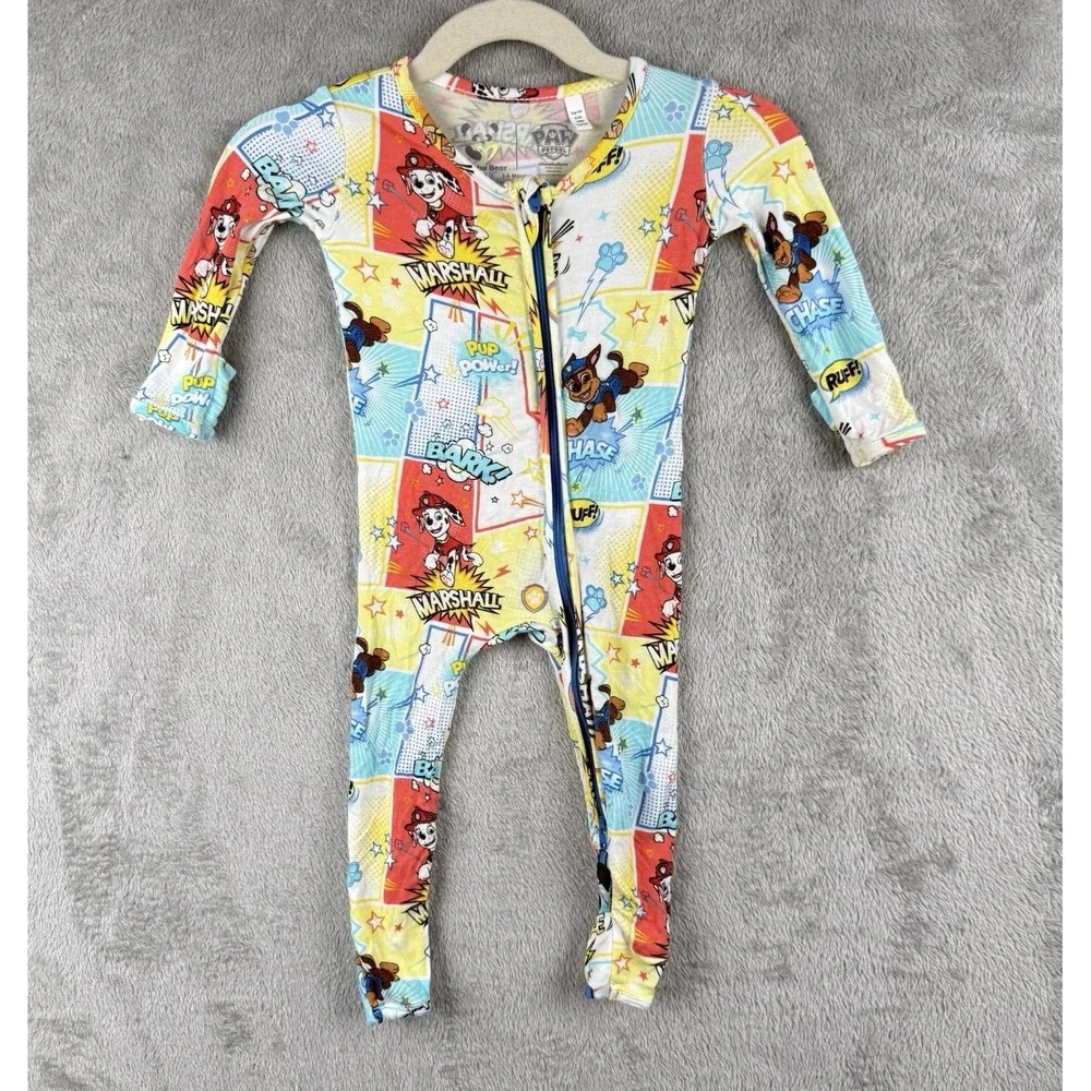 Bellabu Bear Pajamas Baby Boys 3-6 Months Paw Patrol Bamboo One Piece‎ Full Zip